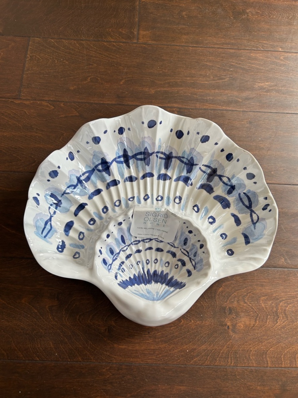 Sigrid Olsen Chip N Dip Platter New Oyster Shell Shape 12”x11”